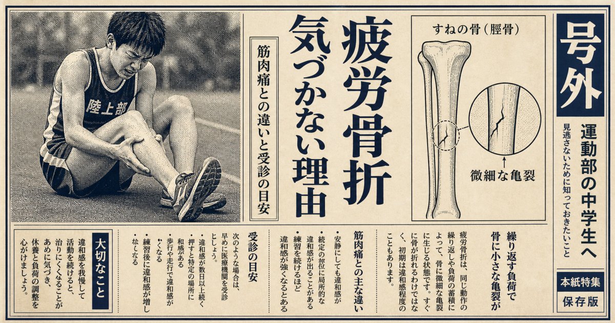 疲労骨折の原因と気づかない理由とは？筋肉痛との違いと受診目安